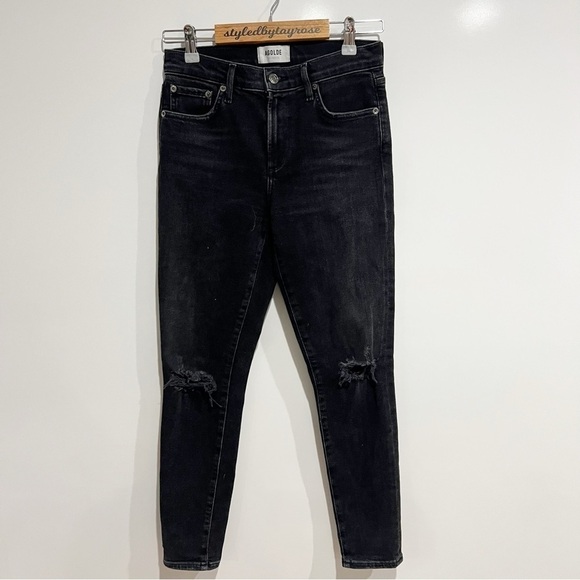 Agolde Sophie Mid Rise Jeans in Trademark Black - Picture 3 of 10